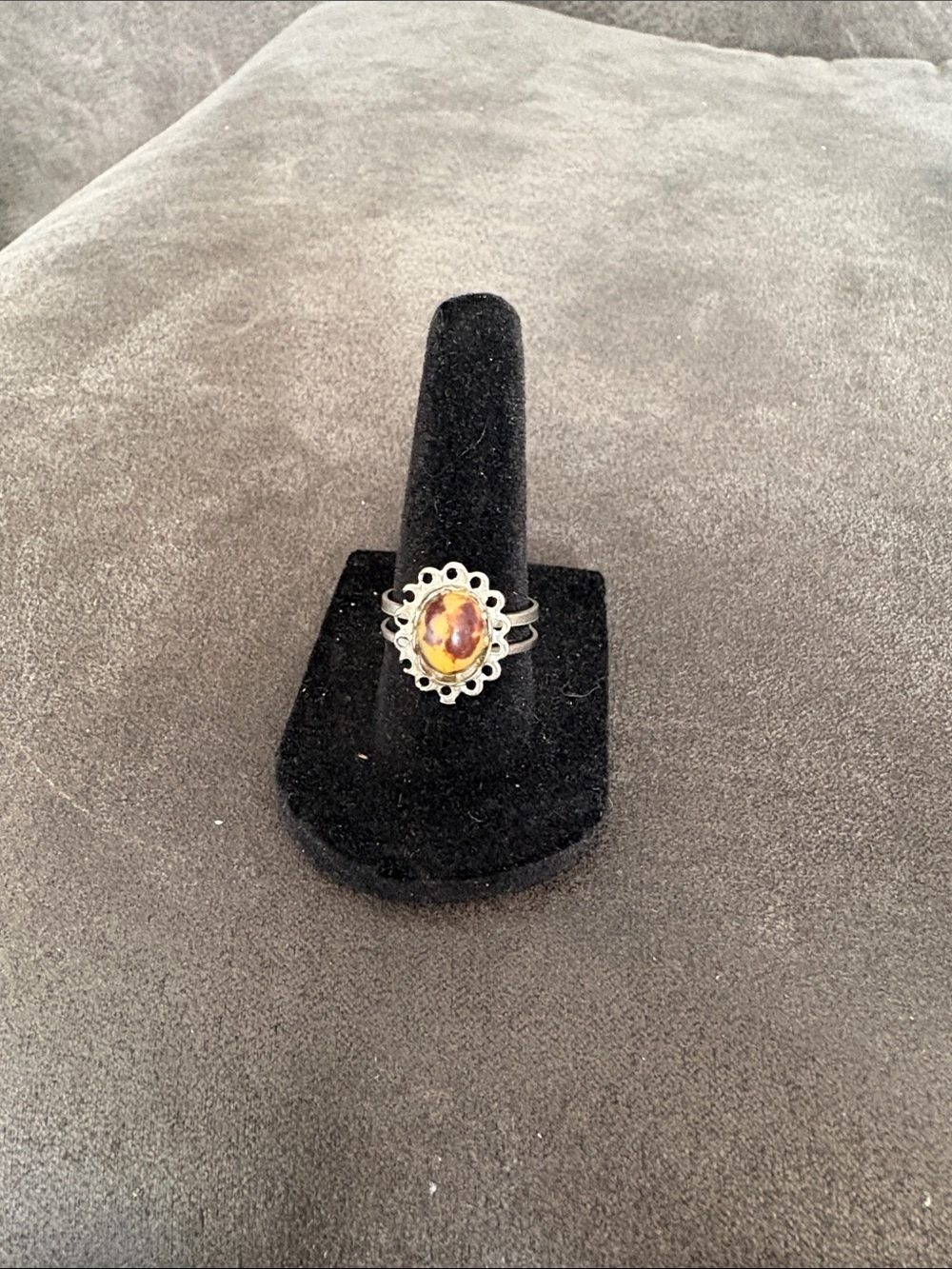 Amber-Color Oval Gem Statement Ring